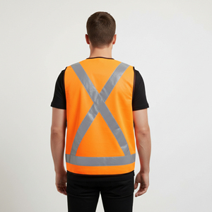 Chaleco de Seguridad Reflectante de Malla Naranja Fluorescente de Alta Visibilidad, Logotipo Personalizable, Certificado ANSI Clase 2 EN ISO 20471, Impermeable, con LED Intermitente - Product Image 3