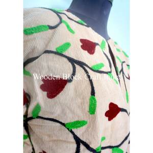 Women's Casual Finished Floral <b>Button</b> Embroidery Cotton Quilted Jacket Handmade Eco-Friendly Short Beach-Inspired Winter - Product Image 3