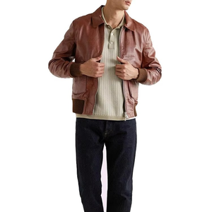 Veste en cuir d'hiver pour homme de haute qualité 2025, col montant en toile, personnalisable, séchage rapide, respirante, coupe-vent - Product Image 2