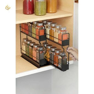 <b>Spices</b> Rack Wholesale Set of 2 Black Color Powder Coated Solid Iron Kitchen Decor <b>Spices</b> Storage Rack Organzation <b>Holder</b> Supply - Product Image 1