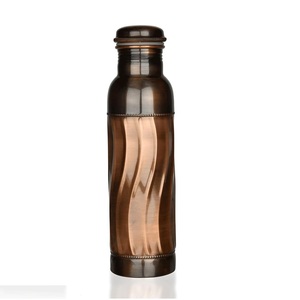 Black Wave Pure Copper Water <b>Bottle</b> Traditional Copper Vessel for <b>Drinking</b> Water Leak-Proof Eco Friendly Reusable - Product Image 1