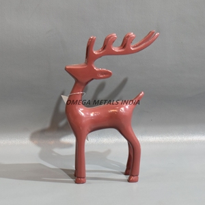 Figurine de renne brun brillant en gros d'usine avec forme artistique minimaliste et bois gracieux pour les accents de maison de Noël - Product Image 3