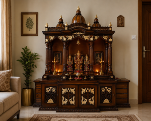 Altares Personalizados de Madera de Teca para Hogares Tradicionales, Mandir Swaminarayan Pooja a Precios de Mayoreo, Gabinete de Almacenamiento de Gran Tamaño - Product Image 5