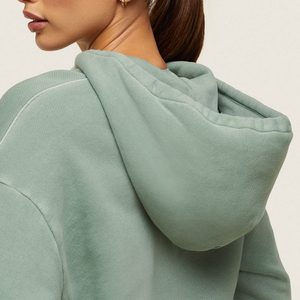 Top Trending Factory Top Quality Custom Streetwear Thick Cotton <b>Crop</b> Hooded <b>Zip</b> <b>up</b> Women Solid Color Hoodie - Product Image 3