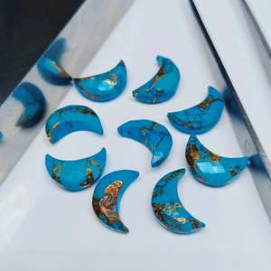 Piedra Preciosa de Turquesa Tallada a Mano en Forma de Luna Facetada de 12 mm para Joyería y Artesanía - Product Image 1
