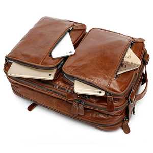 Sac à main en cuir pour hommes, porte-documents en cuir de vachette couche supérieure, sac pour ordinateur portable en cuir, sac de bureau à croix diagonale - Product Image 3