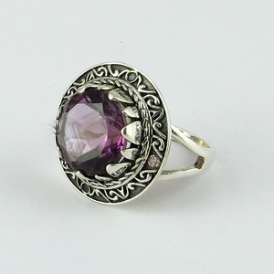 J'aime la vigne ! Bagues en argent sterling avec améthyste taille ovale, serties à la main, style bohème, bijoux du Rajasthan - Product Image 1