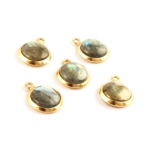 ตัวเชื่อมโลหะเคลือบทองลาบราดอไรต์ธรรมชาติ12มม.,ตัวเชื่อมต่อโลหะชุบทองห่วงเดี่ยวแบบ Diy ตัวเสียบจี้เครื่องราง - Product Image 2