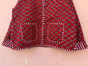 Chaqueta de algodón acolchada de estilo bohemio para mujer, Kimono bohemio con estampado de bloques, Kimono abierto a rayas, ropa corta de otoño e invierno, Bata - Product Image 2