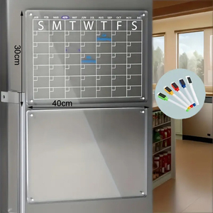 ที่กําหนดเองอะคริลิคใสแม่เหล็กแห้งลบกระดาน 1 ชุดแจ้งเตือนว่างเปล่า + ปฏิทินรายเดือนวางแผนรายสัปดาห์ตู้เย็นไวท์บอร์ดพร้อมปากกา - Product Image 6