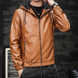 Nueva ropa de calle para hombre, chaquetas de cuero para motocicleta, sombrero desmontable para hombre, chaquetas de cuero con capucha, abrigos de cuero informales de camuflaje 4XL - Product Image 5