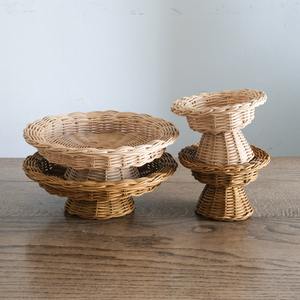 Supports naturels pour gâteaux de mariage, élégants supports à dessert en rotin, mini-supports pour gâteaux, ensemble de présentation de gâteaux - Product Image 6