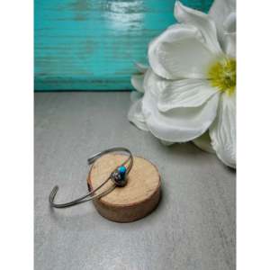 Navajo Handmade Mohave Turquoise & Sterling Silver Fashion Cuff Bracelet - Product Image 2