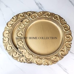 Plaque de mariage en métal de qualité de luxe faite à la main plaqué or chargeur de service de nourriture à domicile avec un nouveau style de conception standard unique - Product Image 5