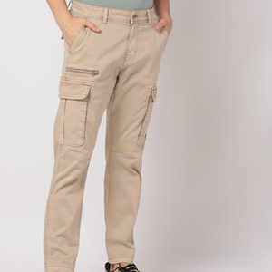 Pantalones Cargo informales personalizados para hombre, pantalones Cargo acampanados lavados de algodón 100%, pantalones Cargo transpirables OEM para hombre con tarifa al por mayor - Product Image 1