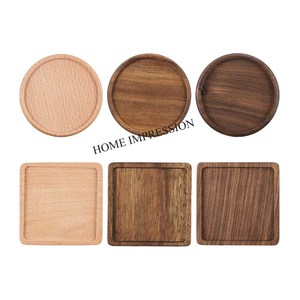 Sous-verres ronds de luxe en bois naturel faits à la main résistants à la chaleur et écologiques avec design personnalisable - Product Image 1