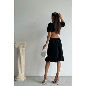 Vestido Largo con Cuello en V Topshow, Color Negro, Producto al por Mayor - Product Image 4