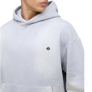 Sudadera con Capucha Gris Claro para Hombre, de Algodón y Felpa, Corte Holgado, Estilo Casual Urbano, para Compradores Mayoristas - Product Image 3
