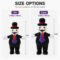 Costume de mascotte de vampire gonflable Baige avec chapeau haut-de-forme pour fête d'Halloween, événement et spectacle sur scène