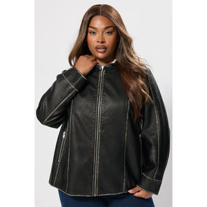 Chaqueta de Motociclista de Cuero para Mujer, Otoño/Invierno, Tejida, Transpirable e Impermeable - Product Image 1