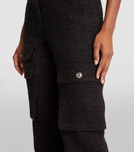 Pantalon de pantalon avant plat en laine coupe-vent écologique pour femmes confortable et élégant mi-taille couleur noire pour l'hiver - Product Image 3
