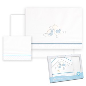 Set di 3 Pezzi Modello Cigea-Oso per Passeggino, Lenzuola per Neonati 100% Cotone con Motivo Intrecciato - Product Image 1