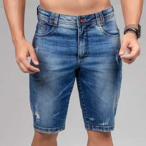 Custom Men's <b>Stretchy</b> Denim Cargo Baggy Shorts Streetwear Raw Distress Wide Leg <b>Ripped</b> <b>Jeans</b> From Bangladesh - Product Image 2