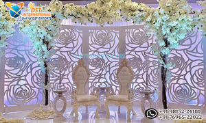 Elegante escenario de recepción, Marco láser de corte de rosas, paneles de corte láser de rosa dorada, paneles de Escenario nocturno de recepción brillante - Product Image 5