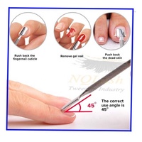 Pousse-cuticules double tête en acier inoxydable réutilisable pour la vente en gros avec dissolvant de vernis à ongles, logo personnalisé, garantie de qualité à 100 %