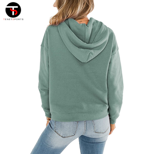Sudaderas con capucha informales de manga larga para mujer de alta calidad, ropa de calle de algodón, estampado personalizado/bordado, tejido con capucha, deporte de peso pesado - Product Image 5