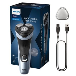 Afeitadora Eléctrica Ergonómica para Hombre, Triple Cuchilla, Uso en Seco y Húmedo, Recortadora de Barba Extraíble, Resistente al Agua IPX7, Fuente de Alimentación USB, Inalámbrica, Lavable - Product Image 1