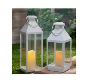 Linterna de metal blanca para Navidad y decoración del hogar Portavelas de estilo marroquí hecho a mano - Product Image 1