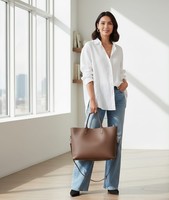 Sac fourre-tout vintage en cuir véritable marron pour femme, grand sac à bandoulière de travail, avec deux fermetures éclair, résistant à l'eau, sac minimaliste pour ordinateur portable