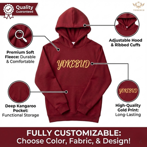 Sudadera con Capucha de Forro Polar con Estampado Dorado de Alta Calidad OEM/ODM, Informal, Cortavientos, para Niños, para Invierno, Totalmente Personalizable - Product Image 2