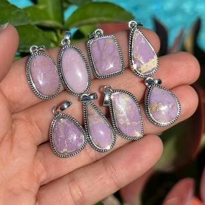 Collier pendentif bohème tendance avec cristal de phosphosiderite naturel, plaqué argent, en laiton, pendentifs de mode pour enfants, breloques - Product Image 1