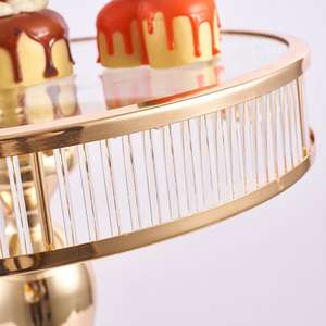 Support à gâteau de grande taille en métal et verre de forme ronde de qualité de luxe Design attrayant Vaisselle Décoration Support à dessert - Product Image 5