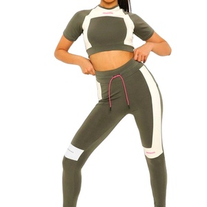 Conjunto Deportivo de 2 Piezas para Mujer, Brasier y Pantalones de Yoga, Transpirable, Spandex/Poliéster, Alta Elasticidad, Color Personalizado - Product Image 3