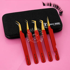 Pince à épiler d'extension de cils de volume léger Pince à cils à pointe en fibre Diamond Grip Volume Pince à épiler à 90 degrés en acier inoxydable - Product Image 1