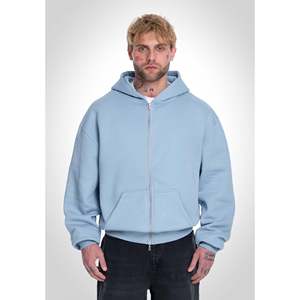 Oversized Acid <b>Washed</b> French Terry Hoodie-Light Blue 3D Embroidery Screen Printed Custom Label XXS-XL - Product Image 1