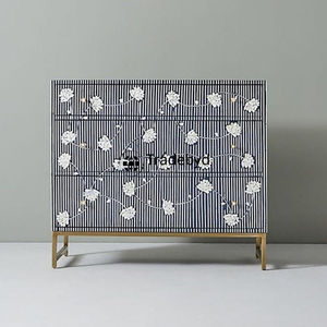 Refined Bone Inlay Chest of Drawers Stylish <b>Furniture</b> for Home Offices Bedrooms or <b>Living</b> Areas by Tradebyd - Product Image 3