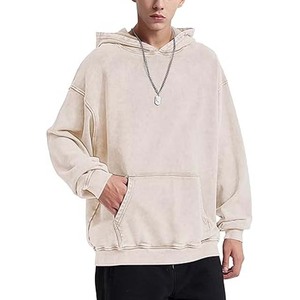 Sweats à capuche personnalisés de haute qualité Streetwear sweat à capuche blanc fermeture éclair vintage double couche lavage à l'acide soleil délavé poches en détresse sweats à capuche - Product Image 3