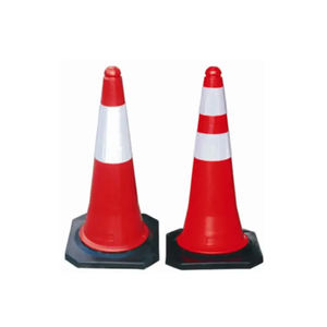 مخاريط حركة آمنة باللون البرتقالي ومثلثات مواقف سيارات مطاطية للطرق السريعة مع عاكس أبيض للبيع بالجملة - Product Image 1