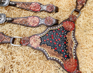 Quincaillerie en nickel et acier antiques Headstall Western Leather Genuine Horse Riding Western Headstall - Product Image 2