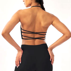 Best Supplier Highest Quality Wholesale Rate Breathable OEM Service Causal Wear With Own Logo Simple Halter Neck Sports <b>Bra</b> - Product Image 3