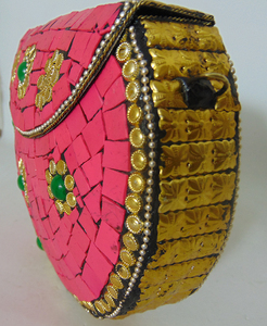 Vintage Wedding Clutch Ethnic Bag <b>Pink</b> And Golden Mosaic clutch <b>purse</b> for women luxury - Product Image 2