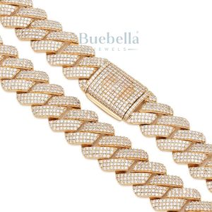 Hombres BUEBELLA JEWELS 925 Plata 14K Oro Hip Hop 18MM Moissanite Cuban Link Chain Iced Out - Product Image 3