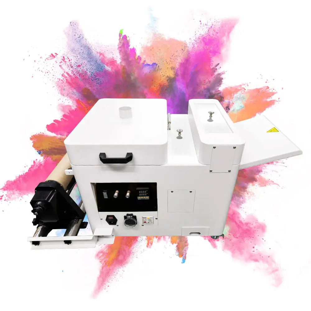 Sunika mesin pengocok bubuk leleh panas dari Cina untuk pencetakan Kaus dengan pengeringan Oven untuk pencetak DTF Film PET