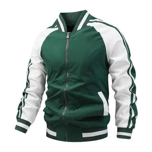 Blouson aviateur de baseball à manches raglan à blocs de couleurs pour hommes vêtements de sport personnalisés Streetwear décontracté veste zippée en gros - Product Image 1