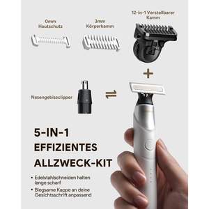 Rasoir électrique 12-en-1 pour hommes et femmes, tête de coupe réglable unisexe, tondeuse intégrée pour poils du nez, IPX7, alimenté par batterie - Product Image 1