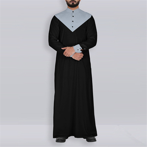 Robes longues pour hommes musulmans Jubbah Thobes vêtements islamiques saoudiens Thobe pour hommes Robe islamique pour hommes à manches longues respirante vente à chaud - Product Image 1